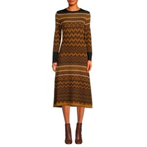 YAL NEW YORK Chevron Knit Midi A Line Dress, Sz Medium